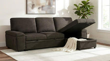 Demko Sleeper Sectional Sofa with Speaker and Storage Chaise – Brown