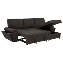 Demko Sleeper Sectional Sofa with Speaker and Storage Chaise – Brown