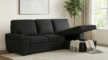 Demko Sleeper Sectional Sofa with Speaker and Storage Chaise – Black