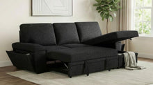 Demko Sleeper Sectional Sofa with Speaker and Storage Chaise – Black