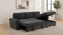 Pastrana Upholstered Sleeper Sectional Sofa RAF Chaise – Charcoal Grey