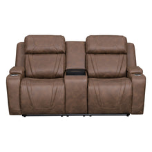 Carrow - Loveseat With Power Headrest, Footrest & Cooler, Massage, Stereo - Brown