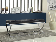 Walton Faux Leather Upholstered Tufted Accent Bench – Black