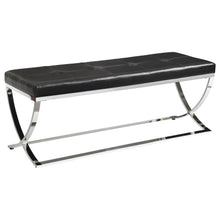 Walton Faux Leather Upholstered Tufted Accent Bench – Black