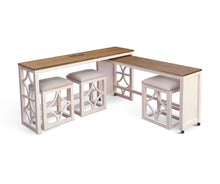Pasadena - Nesting Console Table With Stools (5 Piece Set) - Buckskin / Marble White