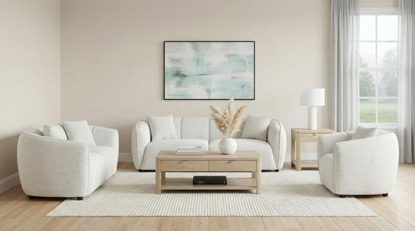 Aleisha 3 Piece Fabric Upholstered Sofa Set – Sand