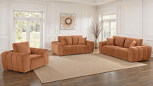Burnett 3 Piece Chenille Upholstered Sofa Set – Burnt Orange