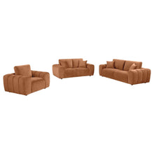 Burnett 3 Piece Chenille Upholstered Sofa Set – Burnt Orange