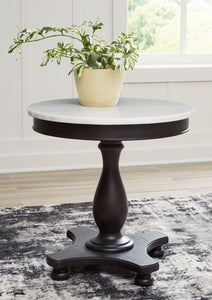 Henridge - Black / White - Accent Table With Pedestal Base