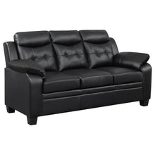 Finley 3 Piece Upholstered Padded Arm Tufted Sofa Set – Black