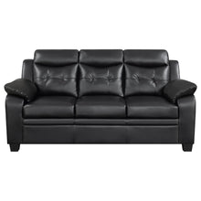 Finley 3 Piece Upholstered Padded Arm Tufted Sofa Set – Black