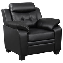 Finley 3 Piece Upholstered Padded Arm Tufted Sofa Set – Black