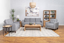 Bowen 3 Piece Upholstered Track Arm Tufted Sofa Set – Grey
