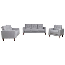 Bowen 3 Piece Upholstered Track Arm Tufted Sofa Set – Grey