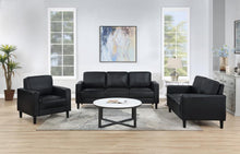 Ruth 3 Piece Upholstered Track Arm Sofa Set – Black