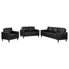 Ruth 3 Piece Upholstered Track Arm Sofa Set – Black