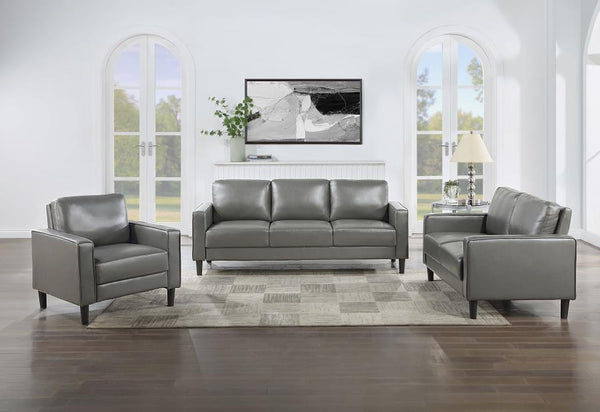 Ruth 3 Piece Upholstered Track Arm Sofa Set – Grey