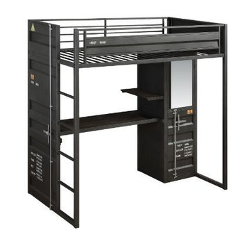 Cargo - Twin Loft Bed With Desk & Wardrobe - Gunmetal