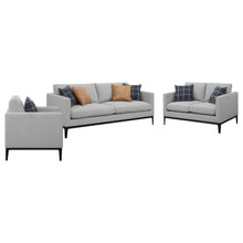 Apperson 3 Piece Upholstered Track Arm Sofa Set – Light Grey