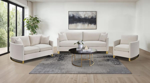 Corliss 3 Piece Upholstered Arched Arm Sofa Set – Beige