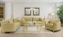 Corliss 3 Piece Velvet Upholstered Sofa Set – Camel
