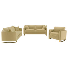 Corliss 3 Piece Velvet Upholstered Sofa Set – Camel
