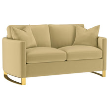 Corliss 3 Piece Velvet Upholstered Sofa Set – Camel