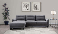 Caspian Upholstered Curved Arm Chaise Sectional Sofa – Grey