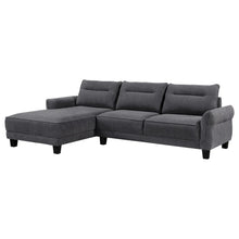 Caspian Upholstered Curved Arm Chaise Sectional Sofa – Grey