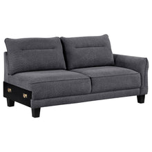 Caspian Upholstered Curved Arm Chaise Sectional Sofa – Grey