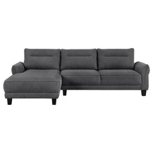 Caspian Upholstered Curved Arm Chaise Sectional Sofa – Grey
