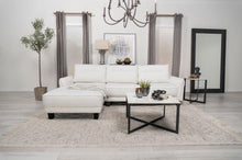 Caspian Upholstered Curved Arm Chaise Sectional Sofa – White