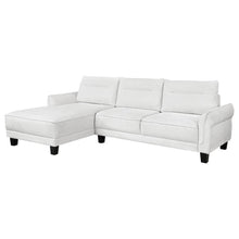 Caspian Upholstered Curved Arm Chaise Sectional Sofa – White