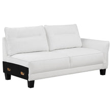 Caspian Upholstered Curved Arm Chaise Sectional Sofa – White