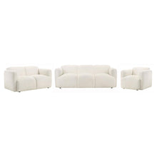 Dorset 3 Piece Upholstered Round Track Arm Sofa Set – White
