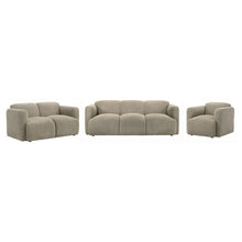 Dorset 3 Piece Upholstered Round Track Arm Sofa Set – Brown