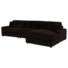 Blaine 3 Piece Corduroy Reversible Chaise Sectional Sofa – Chocolate Brown