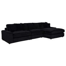 Blaine 3 Piece Corduroy Reversible Chaise Sectional Sofa – Black