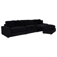 Blaine 3 Piece Corduroy Reversible Chaise Sectional Sofa – Black