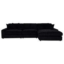 Blaine 3 Piece Corduroy Reversible Chaise Sectional Sofa – Black