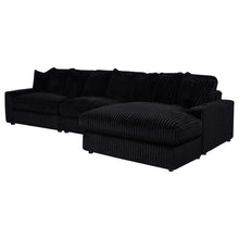Blaine 3 Piece Corduroy Reversible Chaise Sectional Sofa – Black