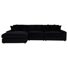 Blaine 3 Piece Corduroy Reversible Chaise Sectional Sofa – Black