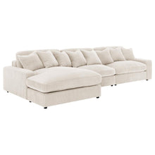 Blaine 3 Piece Corduroy Reversible Chaise Sectional Sofa – Sand