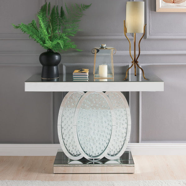 Nysa 47"L Console Table Mirrored & Faux Crystals