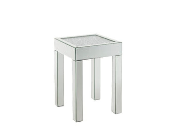 Noralie - 16" Square End Table With Glass Top - Mirrored & Faux Diamonds