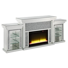 Noralie - Fireplace With LED - Mirrored & Faux Diamonds