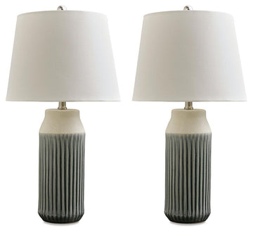 Afener - Ceramic Table Lamp (Set of 2) - Blue / Beige
