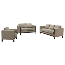 Islington 3 Piece Upholstered Panel Arm Sofa Set – Taupe