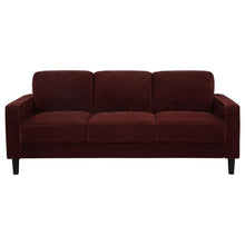 Ruth 3 Piece Fabric Upholstered Track Arm Sofa Rust Red – Rust