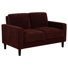 Ruth 3 Piece Fabric Upholstered Track Arm Sofa Rust Red – Rust